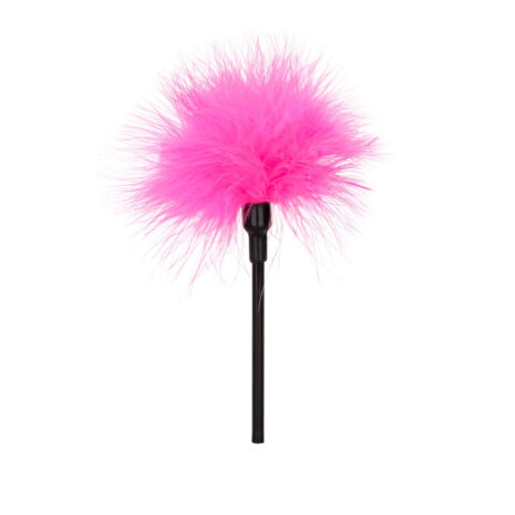SE-2642-00-2x3jpg Pink feather duster with a black handle on a white background for cleaning purposes