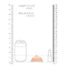 Diagram with two vertical rulers and three objects—a can, a peach, and a lipstick—illustrating size references (Length 15.3 cm; Max 4.0 cm).