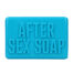 Blue rectangular bar of soap with the words 'AFTER SEX SOAP' embossed on it.