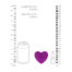 Infographic of a can, a purple heart labeled 'DIRTY LOVE', and a lipstick, with vertical rulers on both sides to show measurements.
