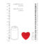 Diagram showing item size: soda can, red heart labeled 'LOVE HEART', and lipstick beside rulers for scale (8.7 cm length, Ø 7.5 cm).