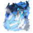 Abstract collage of overlapping blue, white, and gray humanoid shapes forming a dense, wave-like pattern.