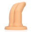 Flesh-colored dildo standing upright on a circular base, a silicone sex toy designed for adult use