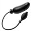 Black prostate massager with a curved shaft and a wired handheld controller connected by a cord (adult sex toy).